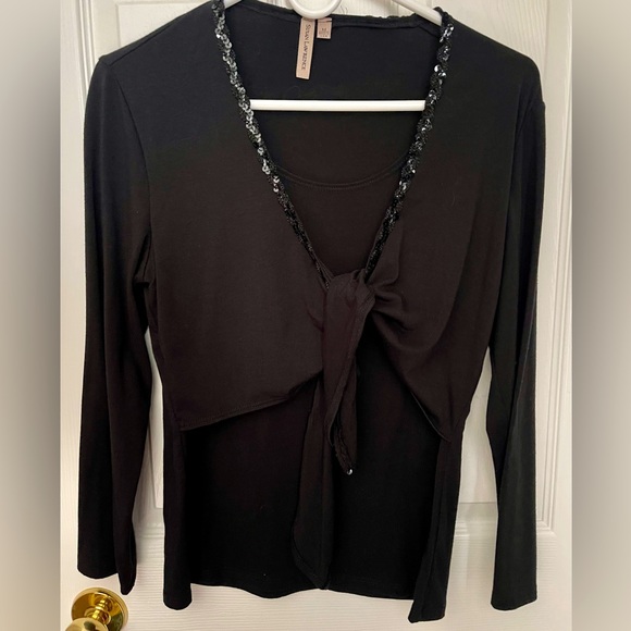 Black Top with Faux Wrap - Picture 1 of 3